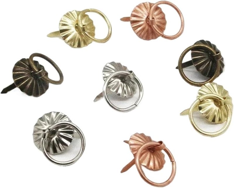 Bronze Mini Drawer Pull Rings 150Pcs Metal Brad Fasteners For Dollhouse DIY Crafts - Image 1